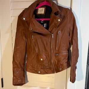 Chic Brown Leather Moto Jacket